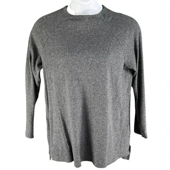 J Jill Pure Jill Women M Relaxed Fit Dark Gray Long-Sleeve Cotton Top Crew Neck - Picture 4 of 12